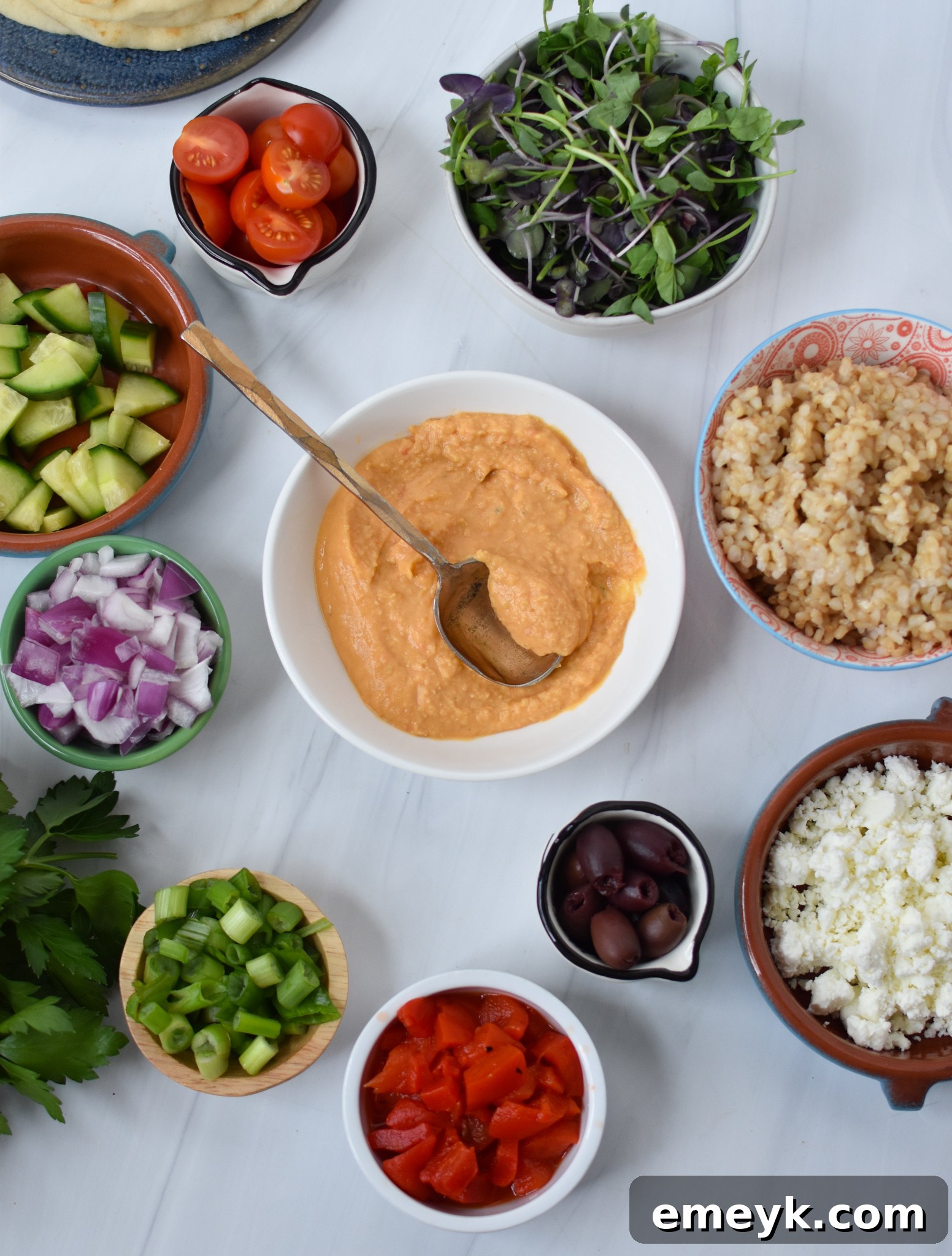 Vibrant Mediterranean Hummus Bowl 3 Easy Mediterranean Hummus Bowl ingredients.