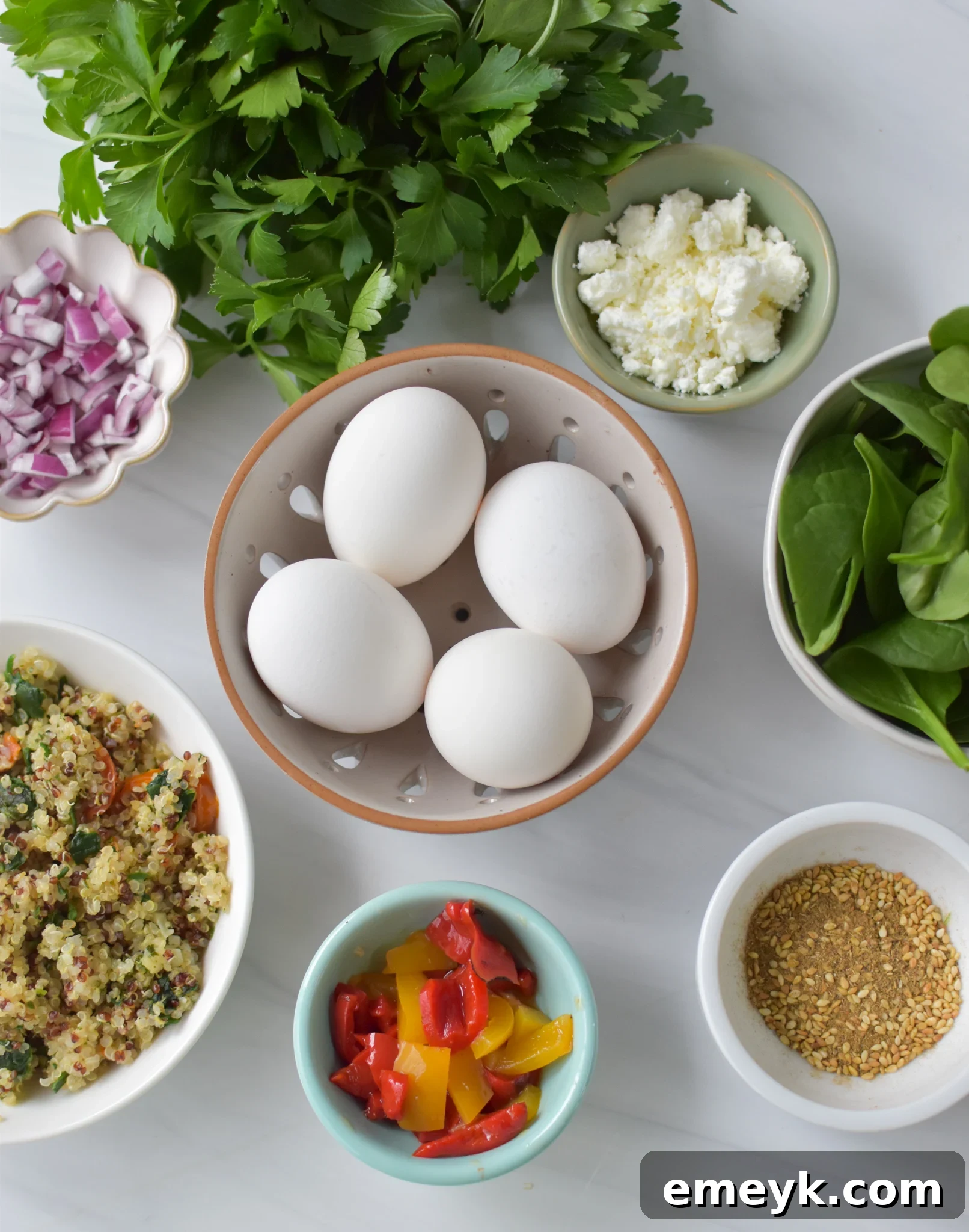 Mediterranean Egg Scramble ingredients.