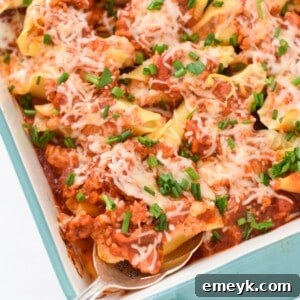Delicious Veal Stuffed Shells baked with golden cheese