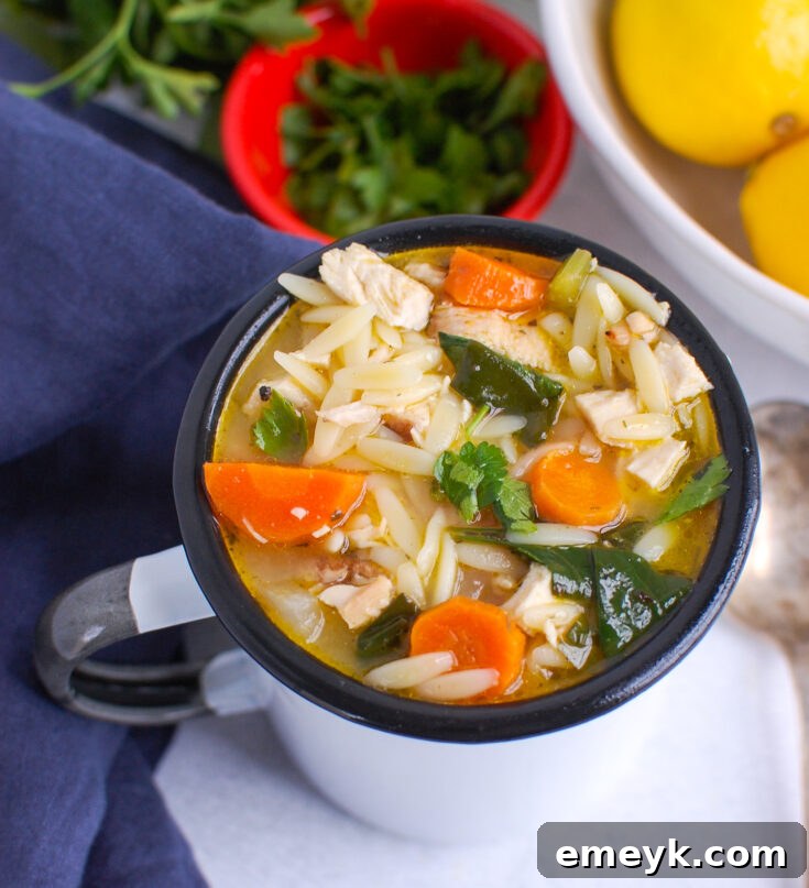 Lemon Chicken Orzo Soup