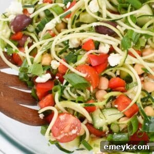 Zucchini and Pasta Mediterranean Medley 7 Mediterranean Zucchini Pasta Salad in a large serving bowl