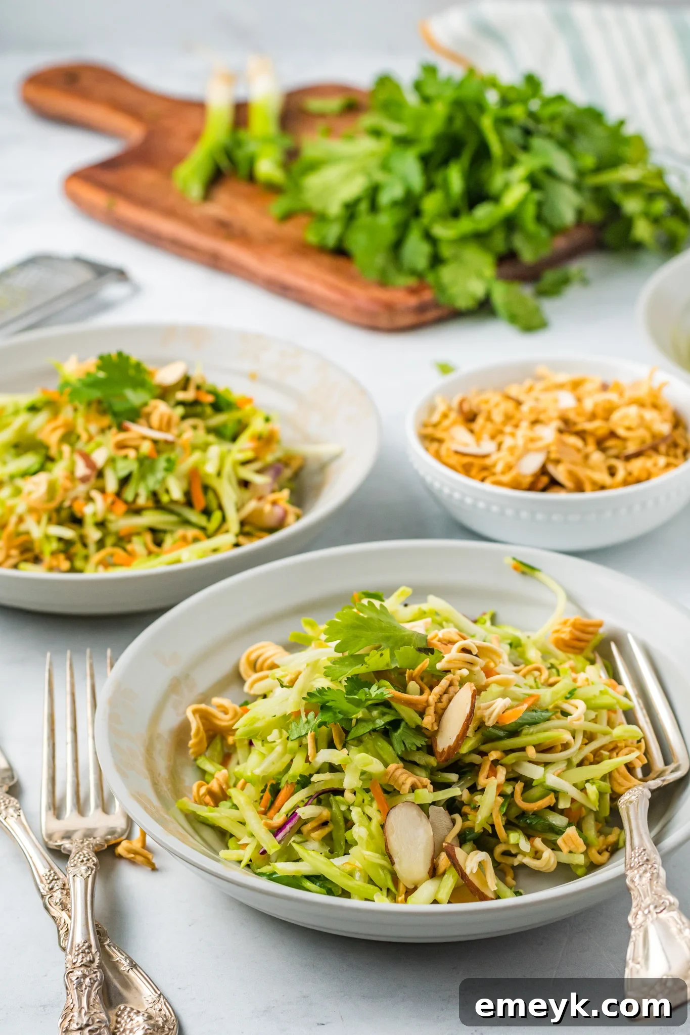 Broccoli Slaw Recipe in bowls.