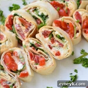 Mediterranean Pinwheels on a platter, ready to be served