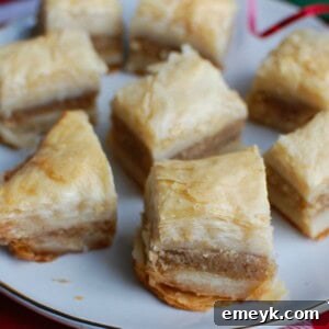 Homemade Baklava, a traditional Lebanese dessert with crispy layers and sweet syrup