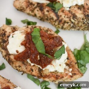 Delicious Chicken Bryan dish, a Carrabba's copycat recipe, on a white plate with fresh basil and sun-dried tomatoes.