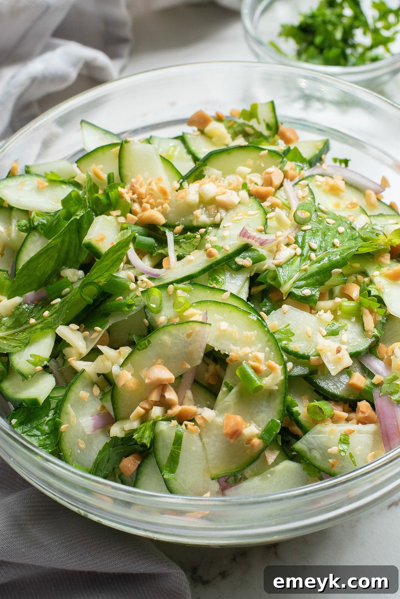 Thai Cucumber Salad with peanuts. 
