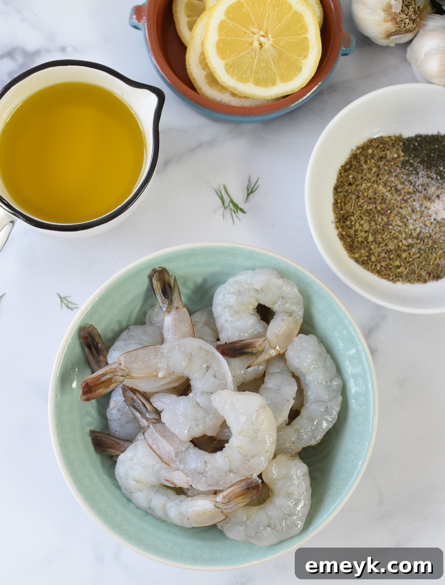 Greek Shrimp Marinade ingredients.