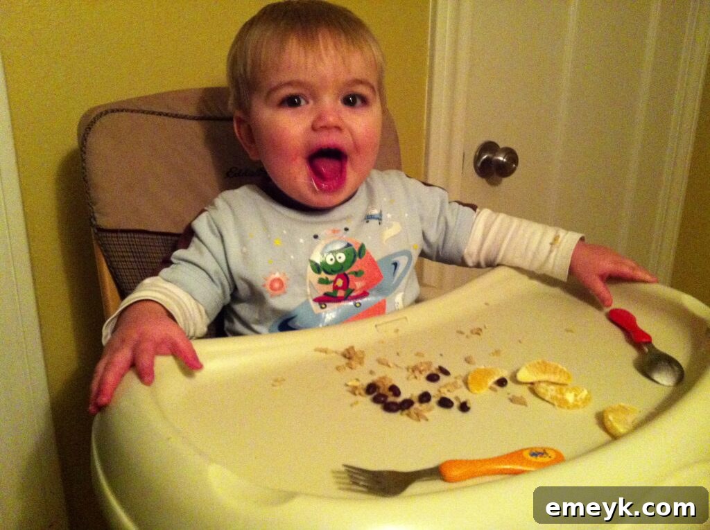 Toddler eating healthy food