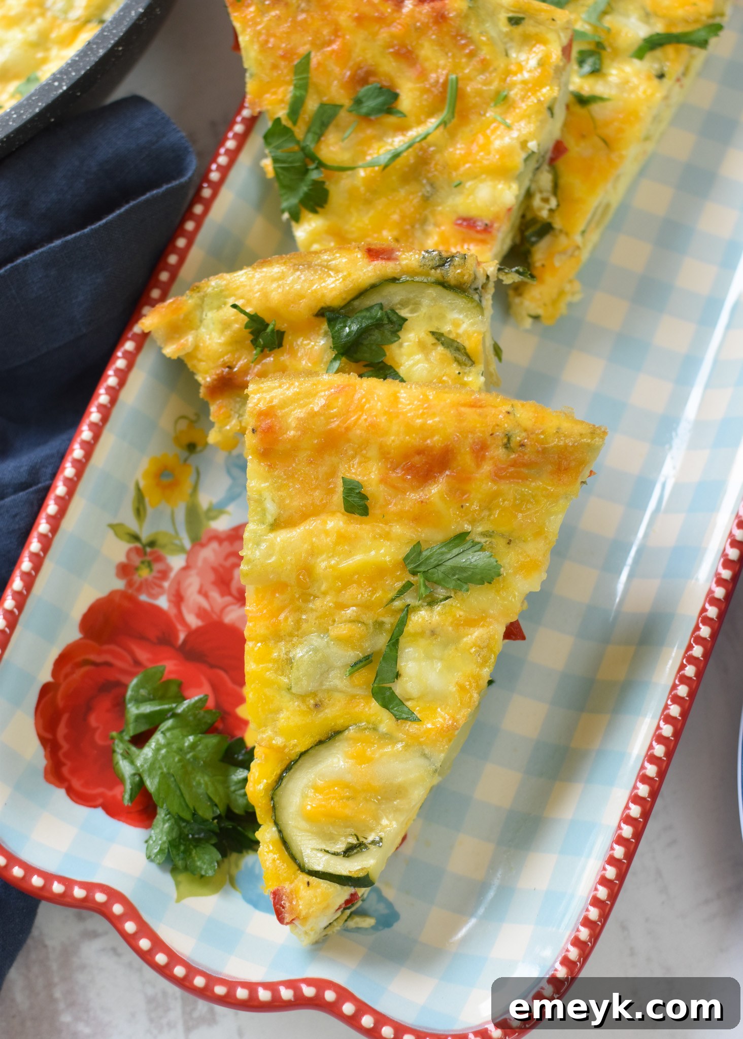 Zucchini Frittata Recipe frittata on a plate, ready to serve.