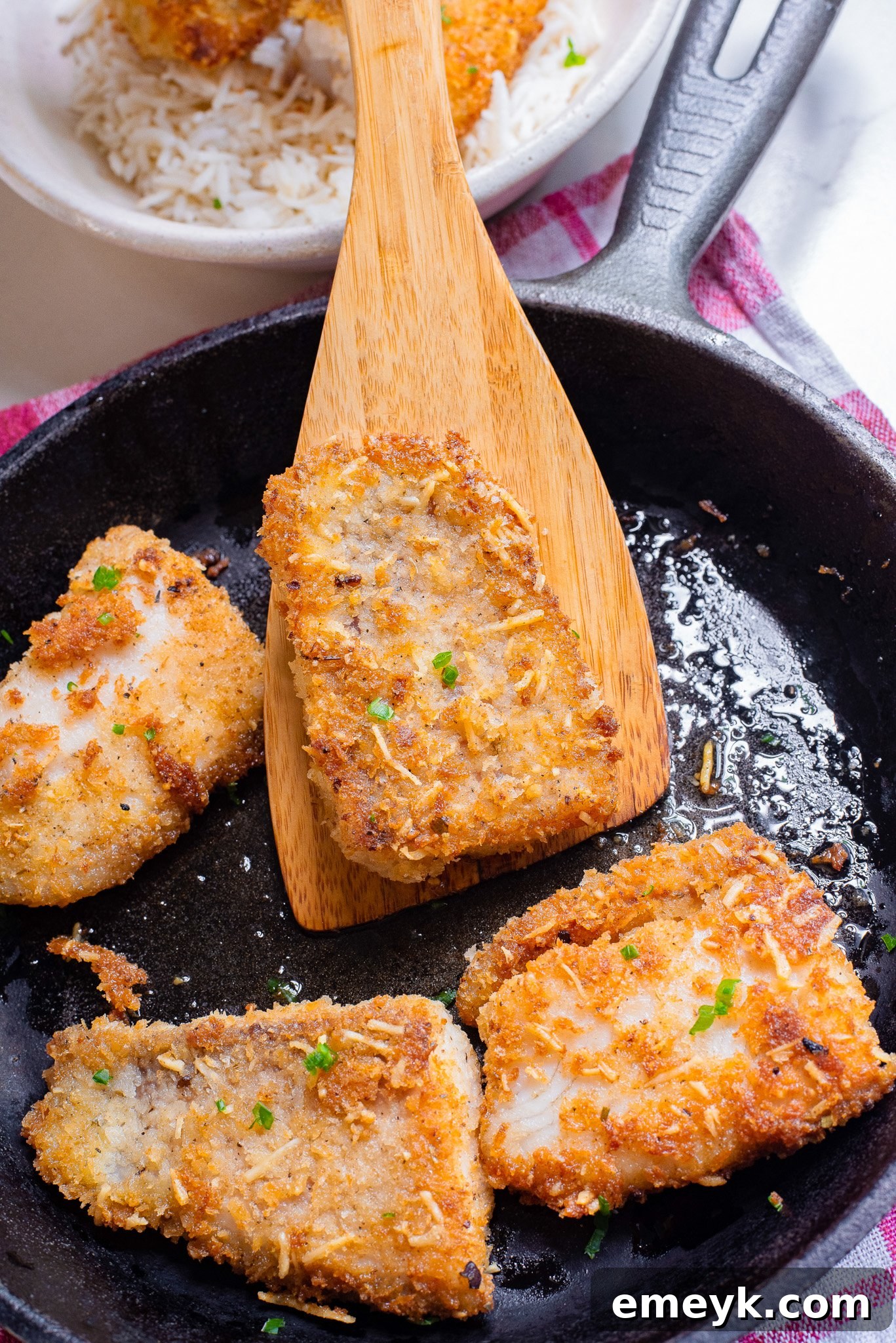 A close-up of Easy Pan Fried Fish in a skillet, ready to be served.