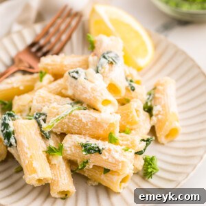 Lemon Ricotta Pasta with fork.