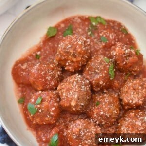 Porcupine Meatballs with parsley in a bowl
