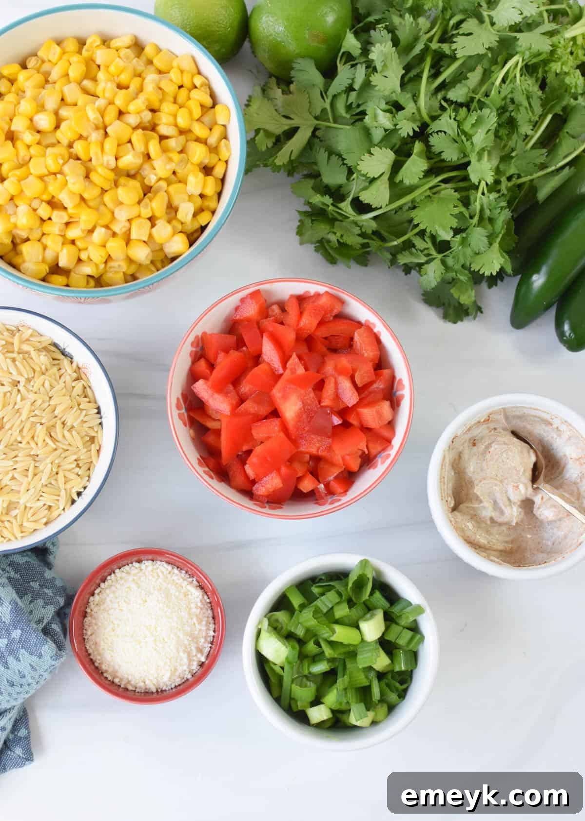 Mexican Street Corn Orzo Pasta Salad ingredients 