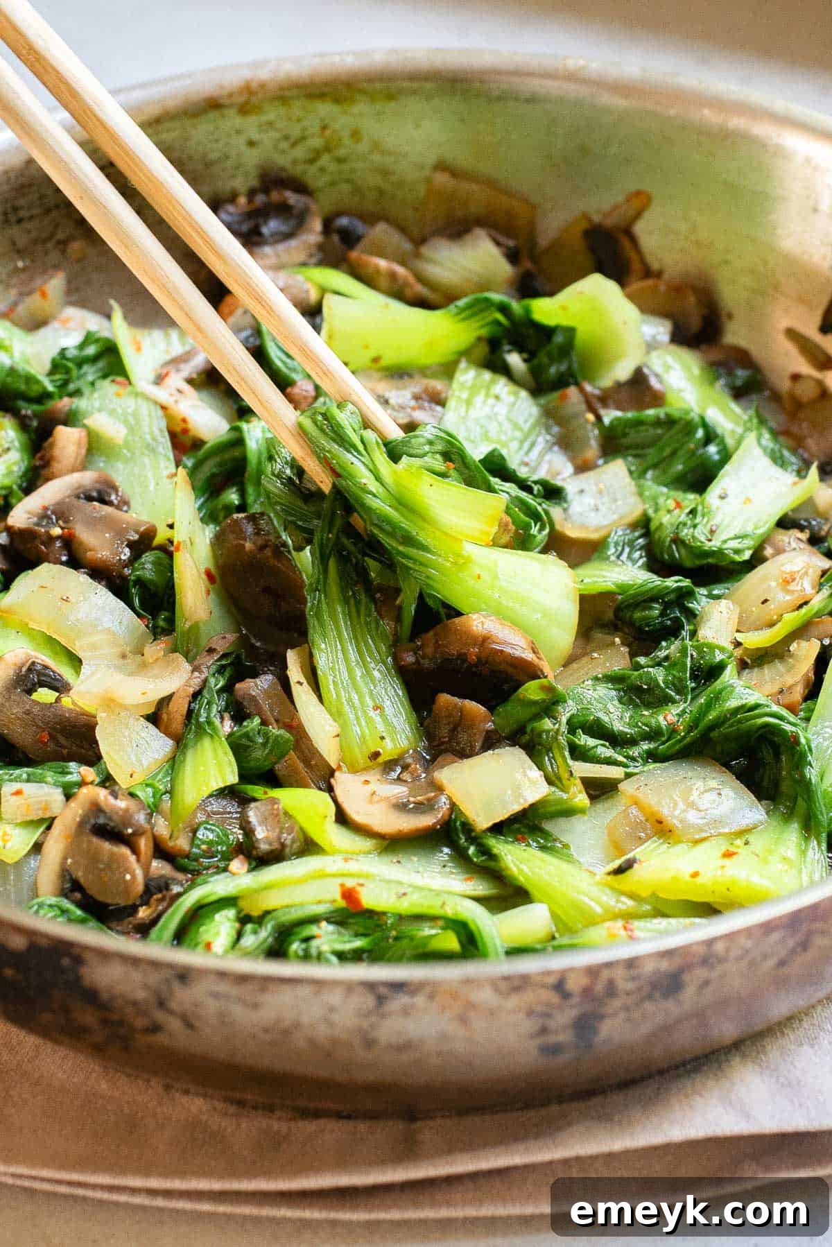 Crisp Bok Choy Stir-Fry 7 Bok Choy Stir Fry with chopsticks