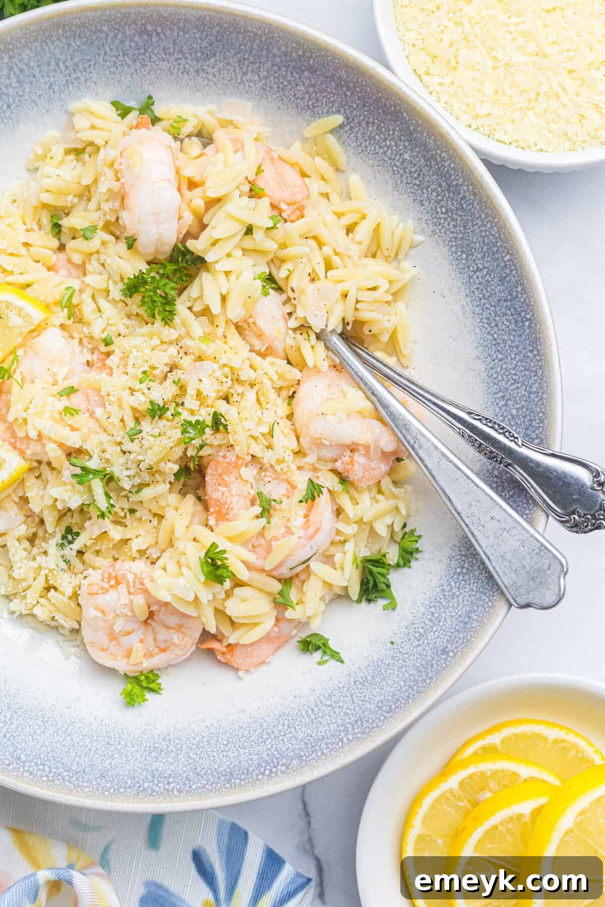 Bright Lemon Shrimp Orzo 7 Lemon Shrimp and Orzo with forks