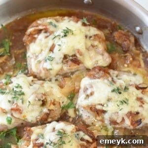 French Onion Pork Chops, top-down view