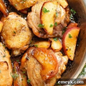 Skillet Apple Cider Chicken, a close-up overhead shot.