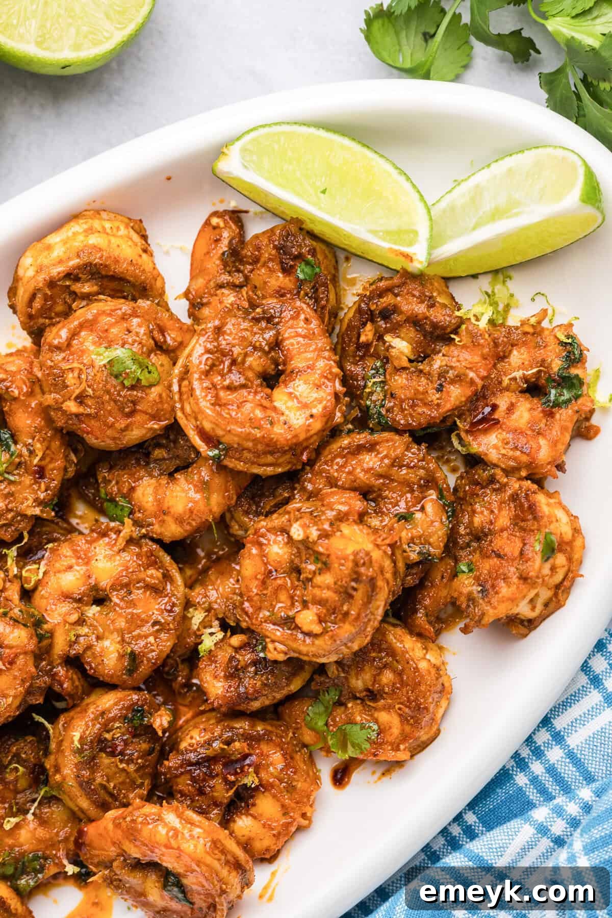 Spicy Shrimp on a white platter