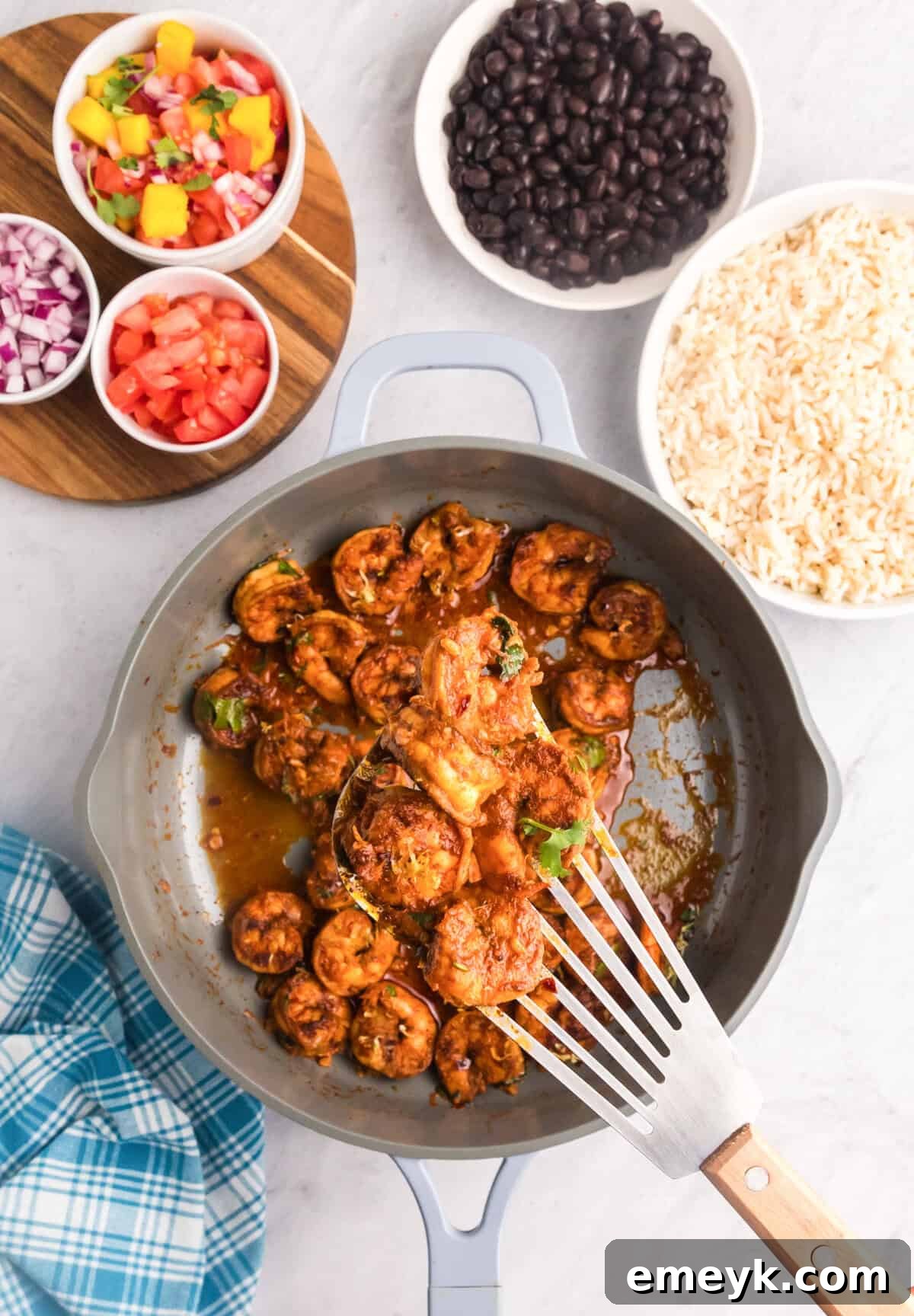 Spicy Shrimp in skillet 