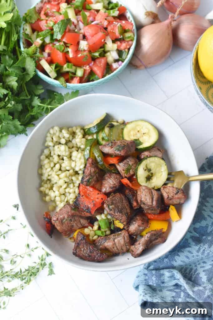 Mediterranean Steak Bites in bowl 