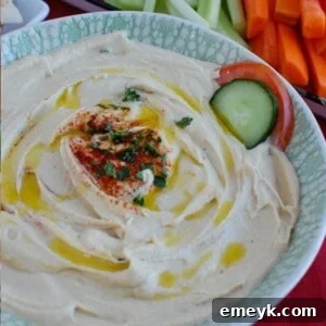 Delicious Lebanese Hummus in a bowl, ready to be served.