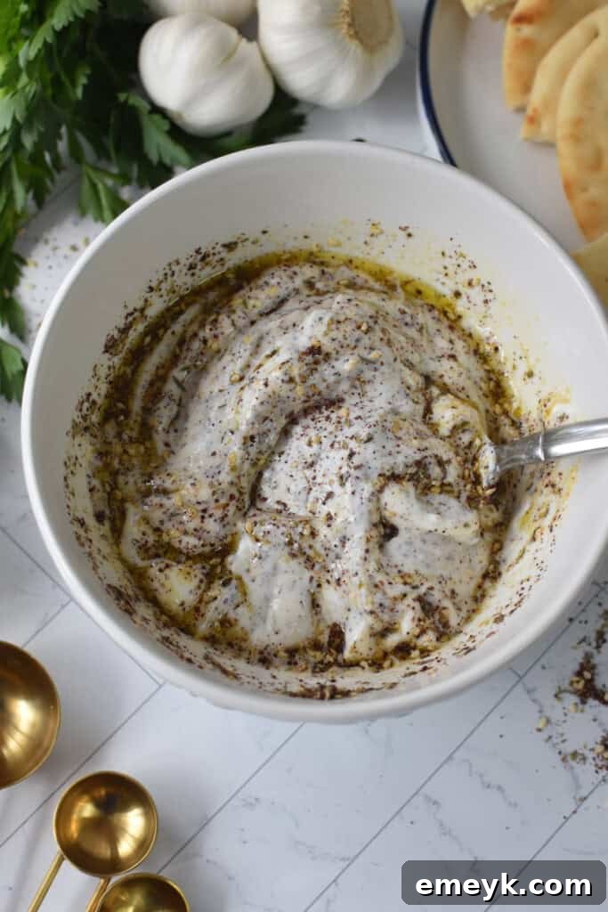 Sheet Pan Za’atar Chicken yogurt in bowl