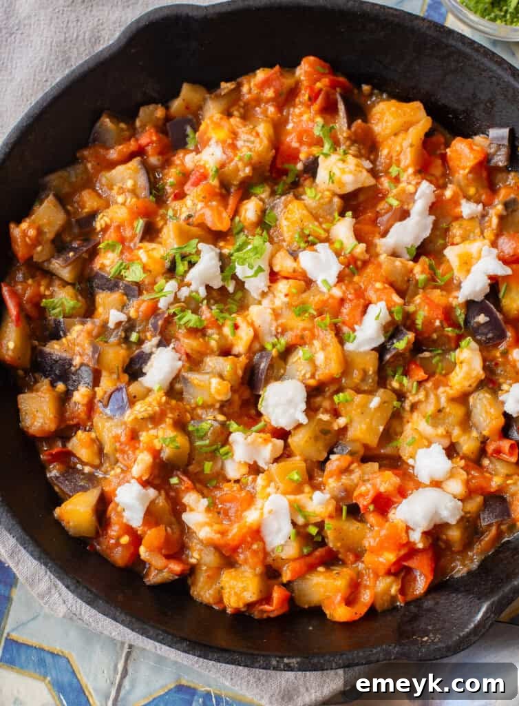 Skillet Tomato and Eggplant with feta