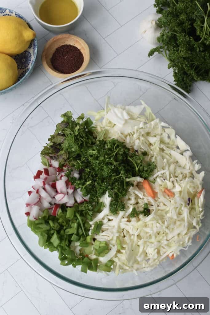 Malfouf Salad ingredients in bowl