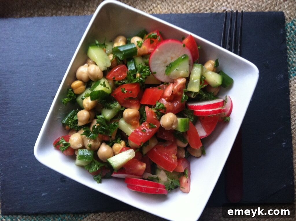Delicious Chopped Middle Eastern Salad ready for meal prep