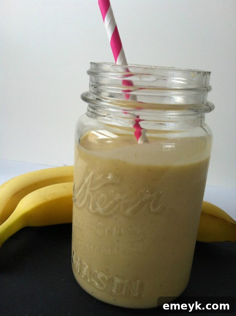 Vibrant Mango Banana Oatmeal Breakfast Smoothie recipe, ready to energize your morning