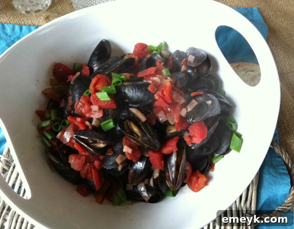 Close-up of fresh mussels before cooking, ready for Mussels with Smoked Spanish Paprika