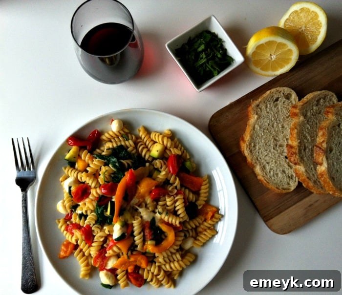 delicious Roasted Red Pepper Pasta with mozzarella
