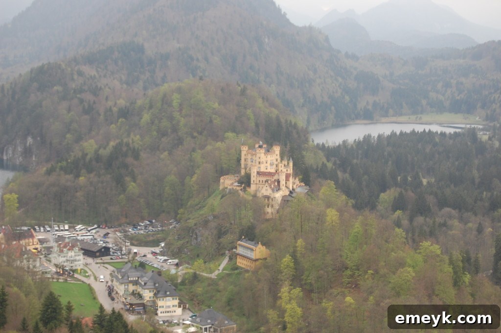 Hohenschwangau Castle, a yellow neo-Gothic fortress in Bavaria, Germany