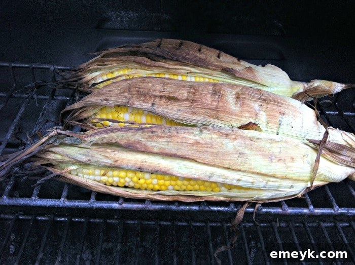 Close up of grilled sweet corn kernels for salsa