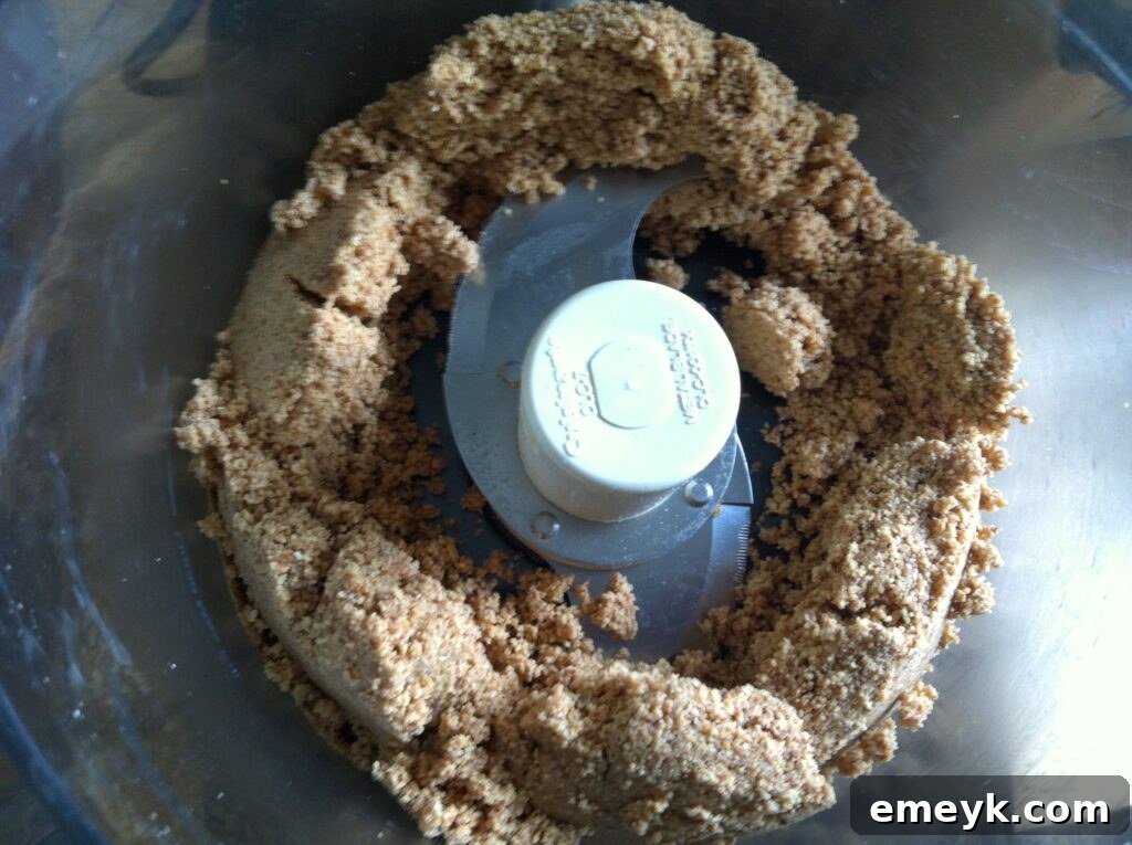 Almonds being processed in a food processor, starting to break down