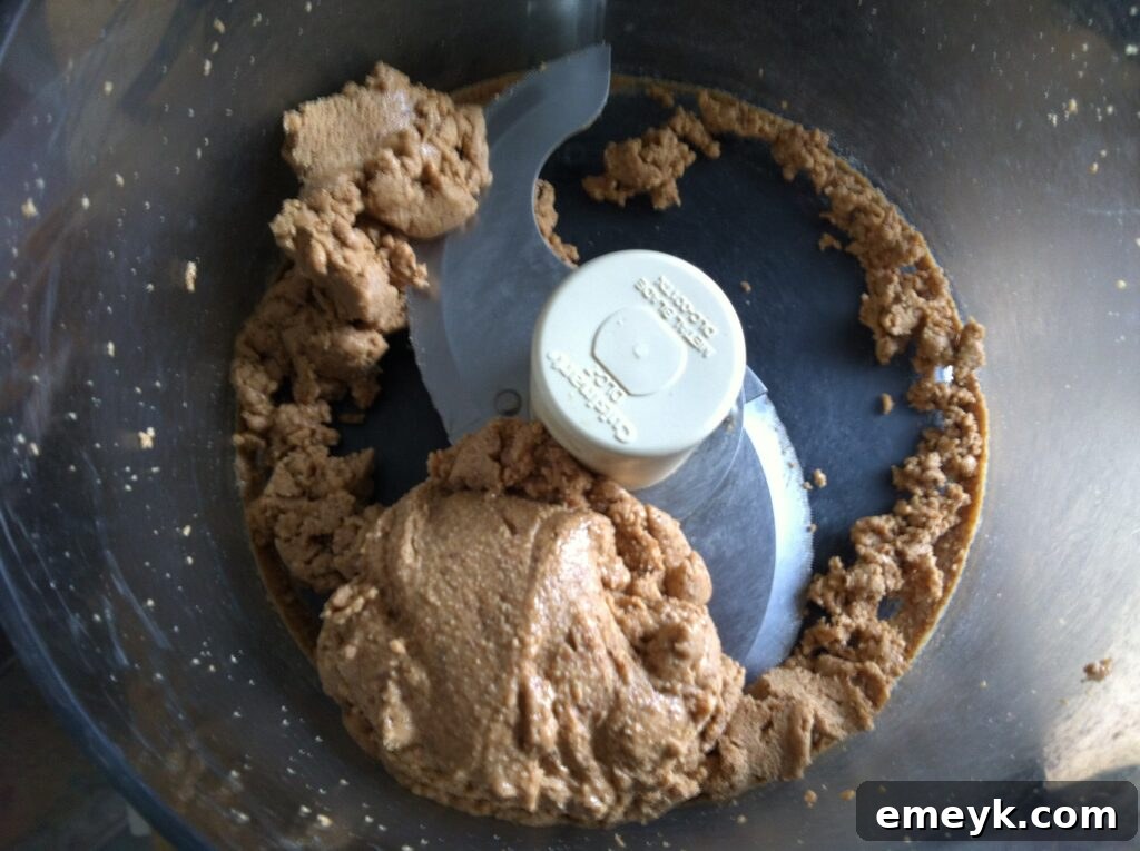 Almonds processed into a fine flour-like mixture, stage one