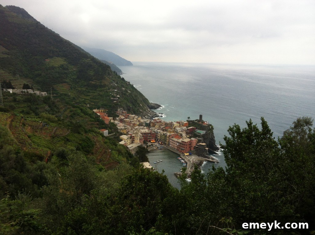 Iconic cliffside village of Manarola in Cinque Terre, Italy, with its colorful houses overlooking the sea