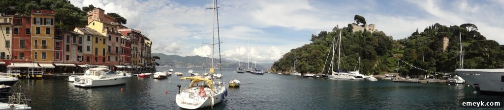 Panoramic view of Santa Margherita Ligure coastline and the Mediterranean Sea