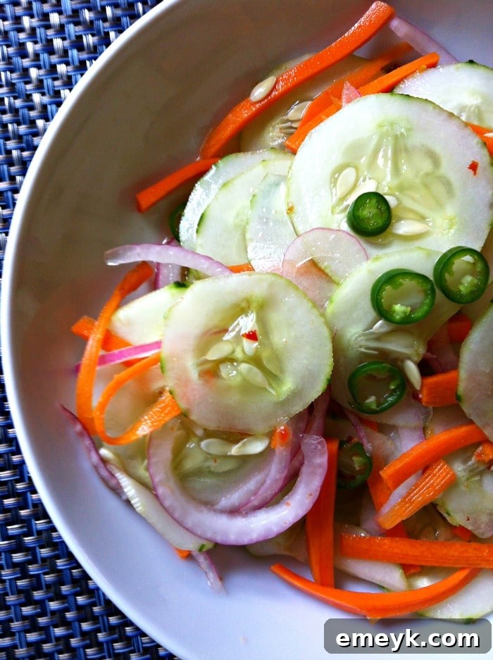 Close-up of Thai Asian Cucumber Salad with peanuts