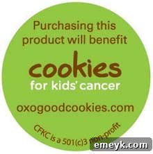 Cookies for Kids' Cancer campaign sticker from OXO