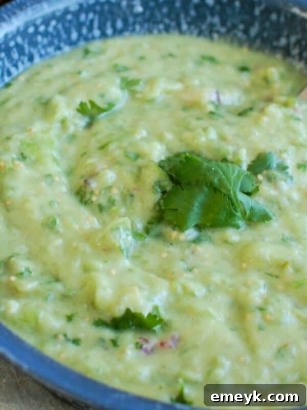 Avocado Tomatillo Salsa in a serving bowl, garnished