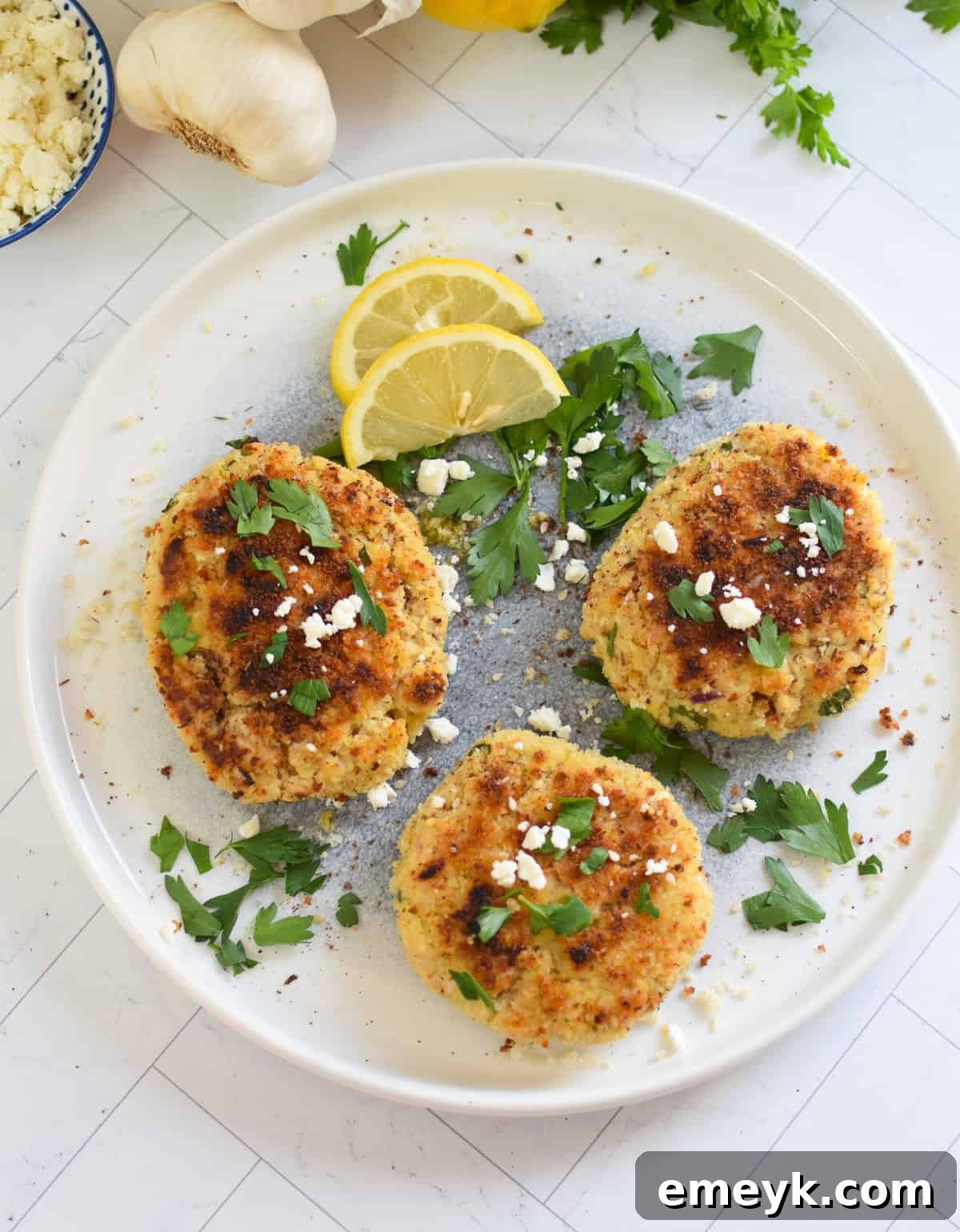 Salmon Cakes with Red Onion and Greek Spices, close-up shot of a cooked patty