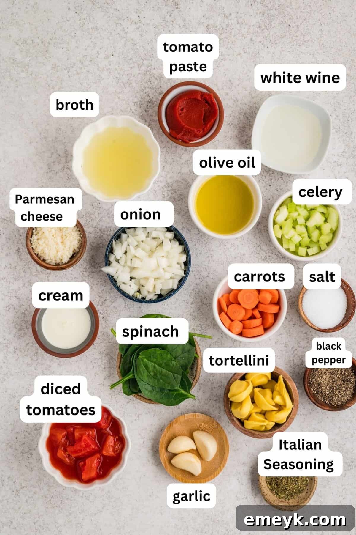 Creamy Tortellini Soup recipe ingredients 