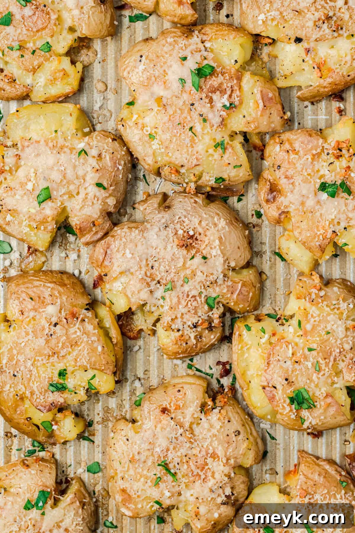 Parmesan crusted smashed potatoes
