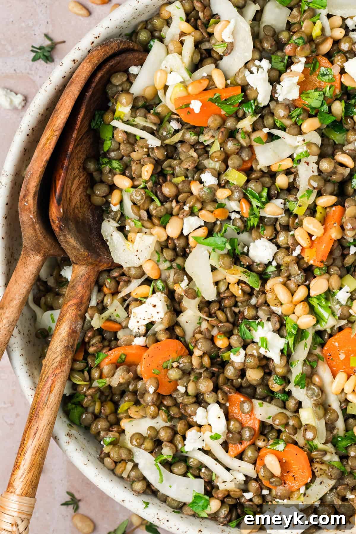 Mediterranean French Lentil Salad with Feta and fresh herbs