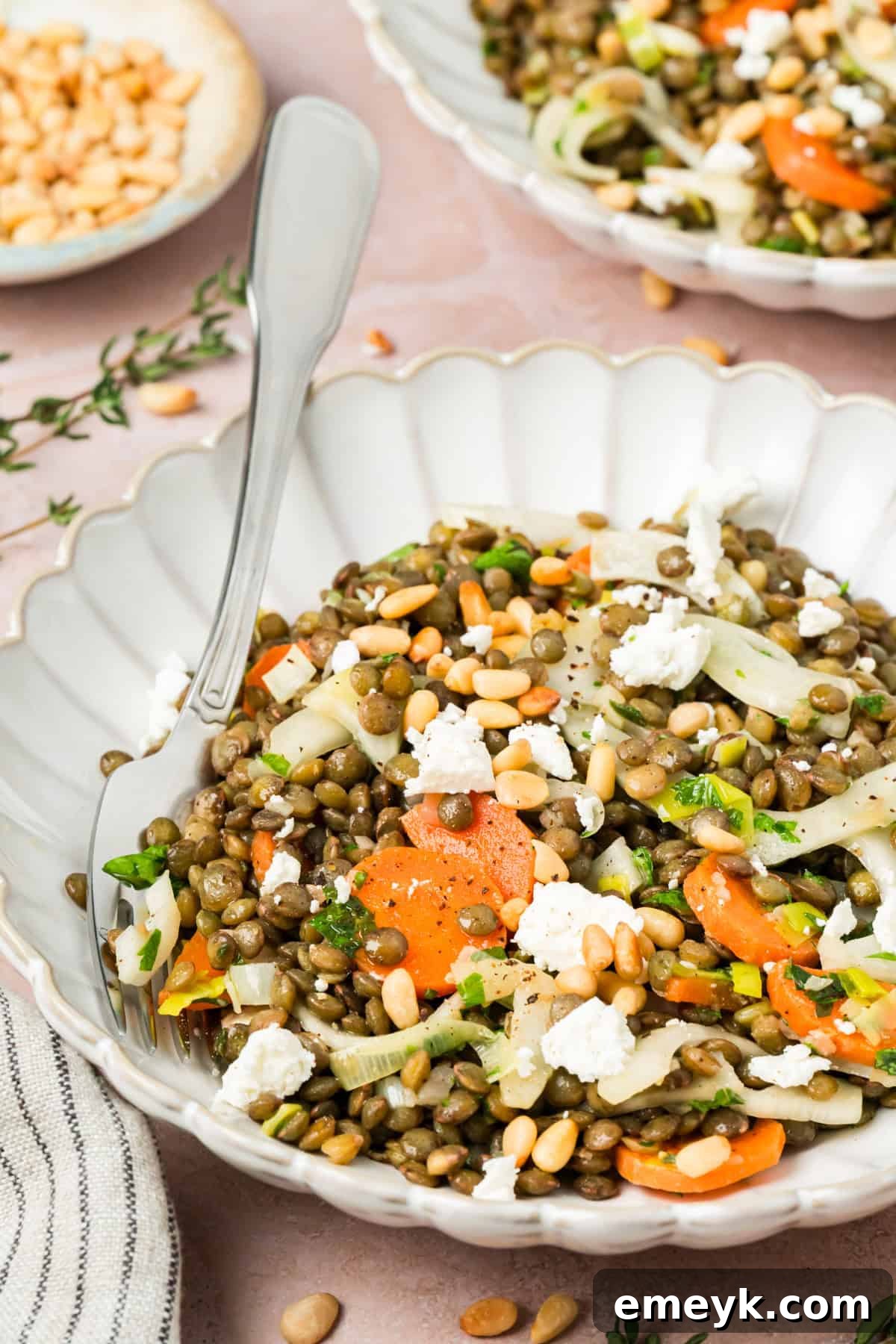 Make-ahead French Lentil Salad in a large bowl