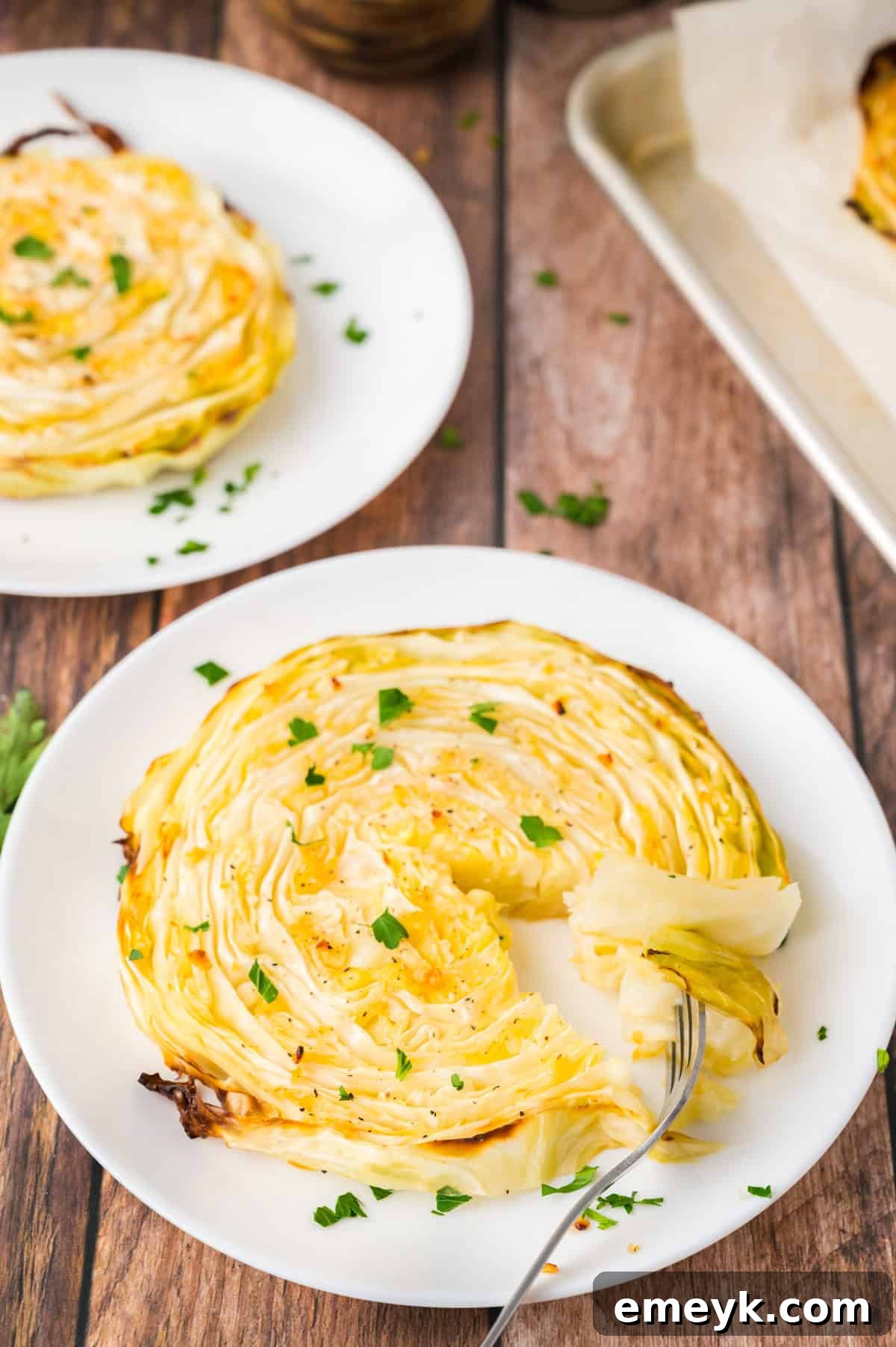 Low-carb roasted cabbage steaks ready to serve