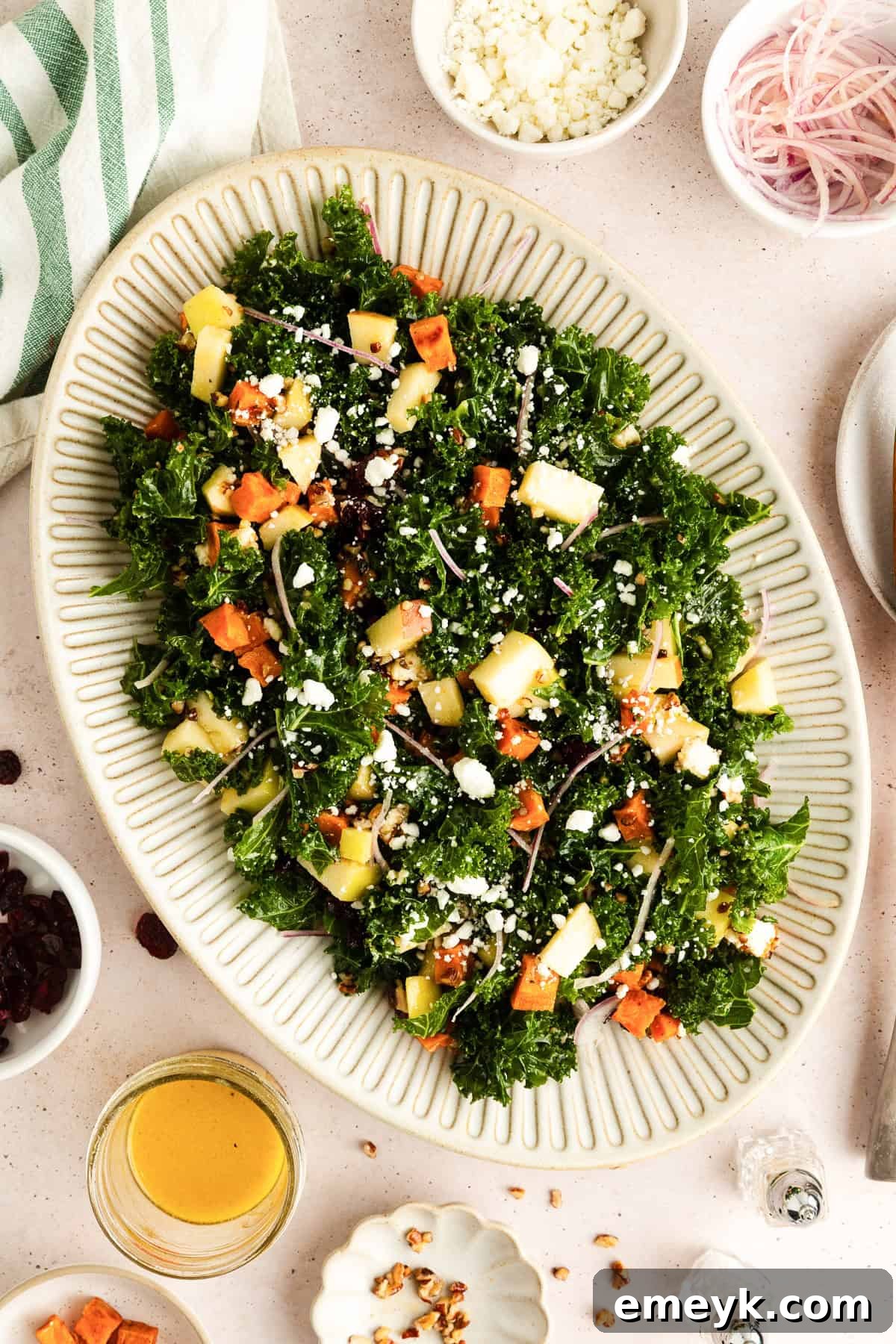 Vibrant Roasted Sweet Potato Kale Salad with Maple Dijon Dressing