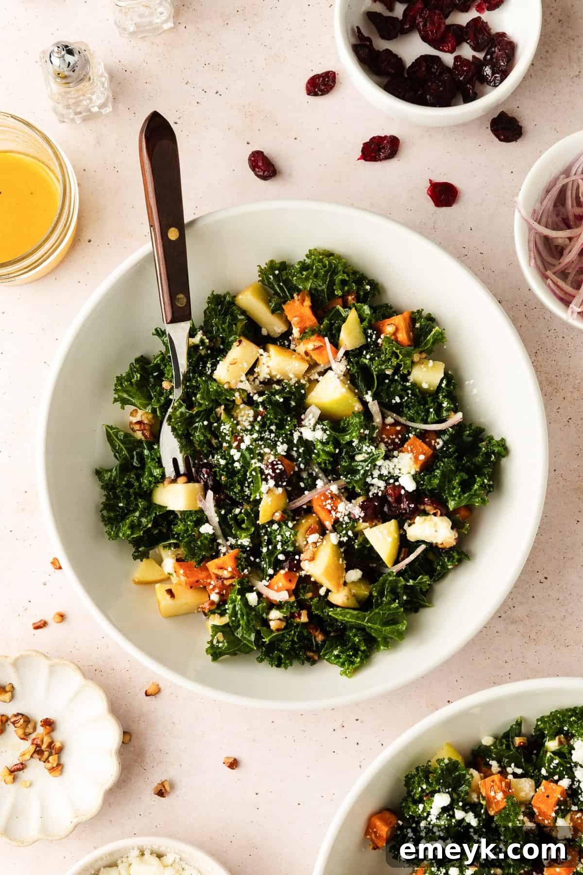 Delicious Simple Kale and Sweet Potato Salad with Goat Cheese
