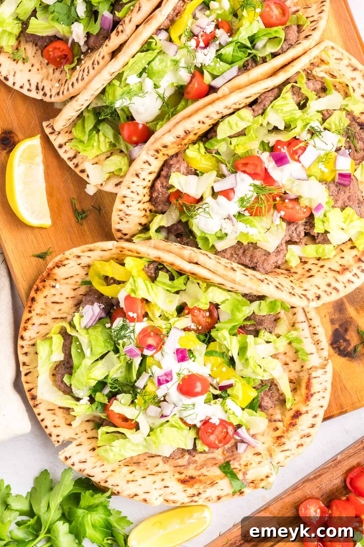 Mediterranean Style Smash Burger Tacos